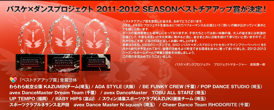 2011-2012　SEASONベストチアアップ賞決定